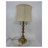 28'T BRASS TONE TABLE LAMP WITH SHADE - WORKING