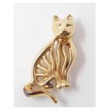 14KT GOLD ELECTROFORMED CAT BROOCH $2,350