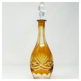 CUT AMBER CRYSTAL DECANTOR W/ STOPPER