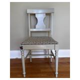 WHITE FIDDLEBACK CHAIR UPHOLSTERED SEAT