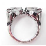 EFFY 925 SILVER DOUBLE PANTHER HEAD RING 8.1g