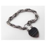 19thC SILVER SCOTTISH HEART PADLOCK BRACELET