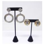 TWO SETS OF ERWIN PEARL TWO-TONE CLIP ON EARRINGS