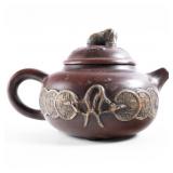 YIXING PURPLE CLAY BOMBAY FROG TOP CHINESE TEAPOT