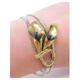NYE STERLING CALLA LILY OPEN CUFF BRACELET 15.1g