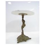 BRASS & MARBLE CHERUB TABLETOP PEDESTAL STAND