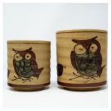 TWO CERAMIC OWL VASES / POTS