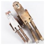 PAIR OF HAND-CARVED WOODEN ANIMAL FIGURES