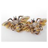 c1940 CORO CRAFT STERLING DUETTE BROOCH/FUR CLIPS