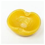 YELLOW BLOWN ART GLASS BOWL