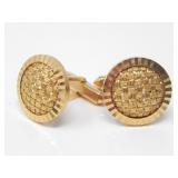 18KT GOLD BASKET WEAVE CUFFLINKS $3,850