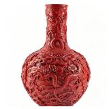 CHINESE CINNABAR LACQUER STYLE DRAGON VASE