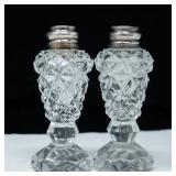 PAIR OF STERLING-CAPPED CUT GLASS SHAKERS 9g