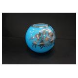 BLUE GLASS VASE W/ STERLING SILVER OVERLAY