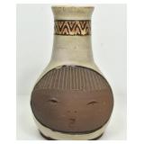 HELGA MADER HAND THROWN ART POTTERY FACE VASE
