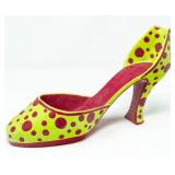 GREEN AND PINK POLKADOT SHOE WINE HOLDER