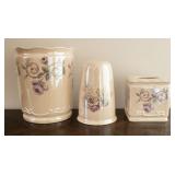 3 PIECE CERAMIC BATHROOM SET FLORAL DESIGN