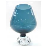 BO BORGSTROM BLUE & CLEAR ART GLASS BRANDY SNIFTER