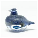 OIVA TOIKKA DEEP BLUE GALSS BIRD FIGURINE, SIGNED