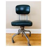 HARTER MCM-STYLE ADJUSTABLE GREEN ROLLING CHAIR