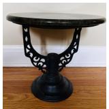 ROUND MARBLE TOP CAST IRON BASE SIDE TABLE