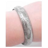 925 SILVER CUFF W/ ETCHED FLORAL DESIGNS 18.3g