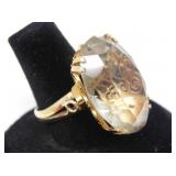 18KT GOLD & LIGHT YELLOW CITRINE RING $700