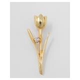18KT GOLD & DIAMOND TULIP PENDANT 1.1g $290
