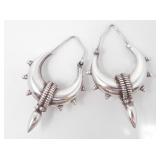 925 SILVER SPIKED HOOP EARRINGS 13.8g