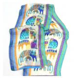 LAUREL BURCH CATS STYLE SILK BLUE & COLOURED SCARF