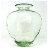 GREEN VASELINE-STYLE WIDE BODY GLASS VASE