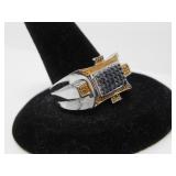 10KT GOLD & BLUE STONE RING 3.5g