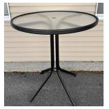 ROUND GLASS TOP METAL BASE PATIO TABLE