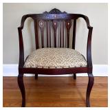 ANTIQUE EDWARDIAN INLAID BARREL ARMCHAIR