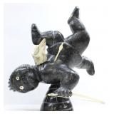 CHARLIE UGYUK SOAPSTONE BOW & ARROW SPIRIT SIGNED