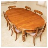 VICTORIAN STYLE OVAL DINING TABLE 6 CHAIRS 1 LEAF