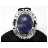 925 MEXICO SILVER & SODALITE RING 12.2g