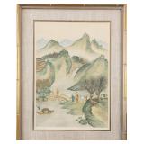 CHINESE SCHOOL 'PEACEFUL VALLEY' FRAMED ART PRINT