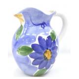 HANDPAINTED FLORAL LIGHT BLUE CERAMIC PITCHER