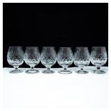 6 ROYAL DOULTON CUT CRYSTAL STEMMED BRANDY GLASSES
