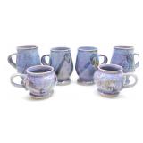 GALAXY BLUE COLOURFUL BRUSH GLAZE STUDIO MUGS SET