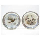 2 ABERCOMBIE FITCH BIRD PLATES W/ STERLING BORDERS