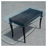 MODERN BEVELED GLASS-TOP DINING TABLE