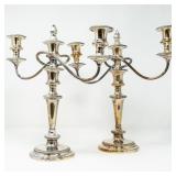 PAIR OF BIRKS REGENCY PLATE WEIGHTED CANDELABRAS
