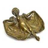 ART NOUVEAU BRASS LADY DISH