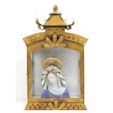 VIRGIN MARY BUST IN PAINTED SHADOW BOX DISPLAY