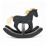 BLACK PAINTED WOOD GALLOPING ROCKING HORSE TOY