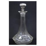 STERLING TOP CRYSTAL CUT GLASS DECANTER