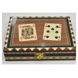 MARQUETRY WOODEN INLAID CARD BOX