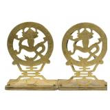 PAIR OF BRASS BOOKENDS